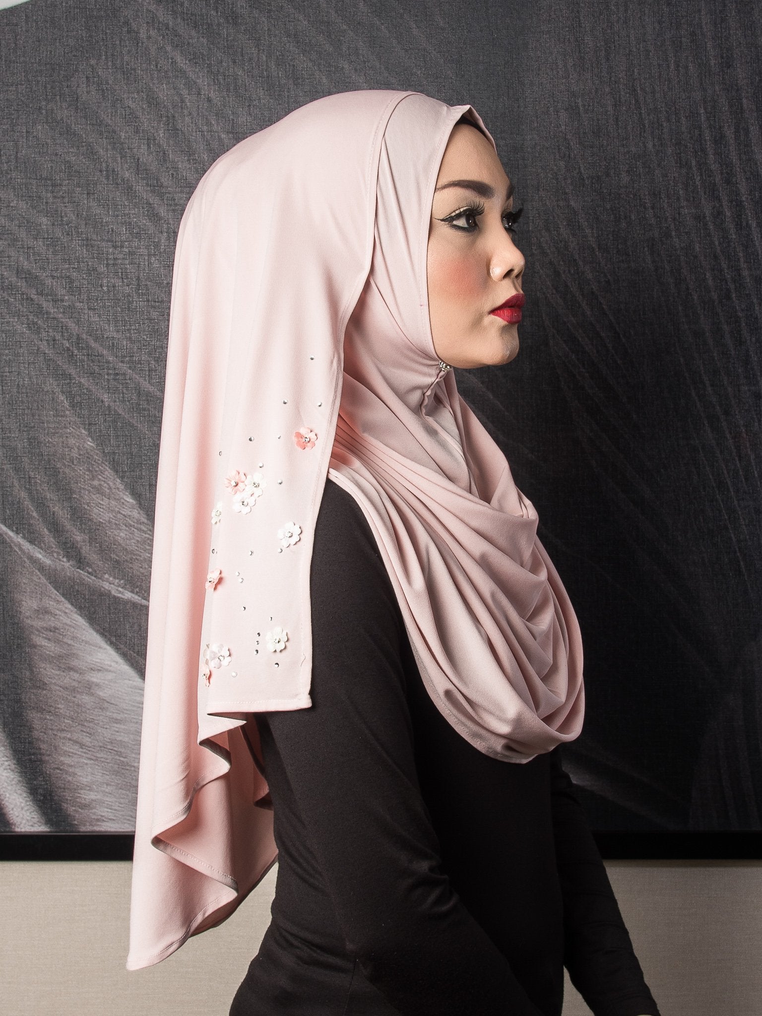 Mini Flowers Instant Shawl - Coral Pink