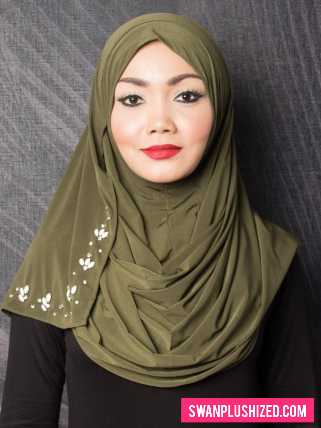 Beads Instant Shawl - Army Green